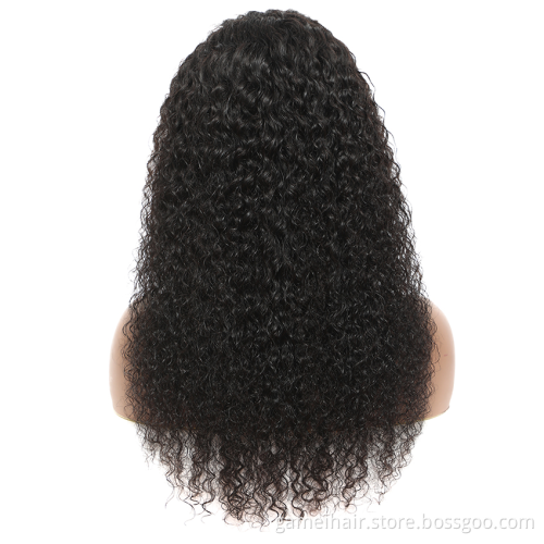 Wholesale Fashionable 180 Density 13*4" water Wave 100% Brazilian Virgin Black Wig HD transparent lace front wigs human hair wig